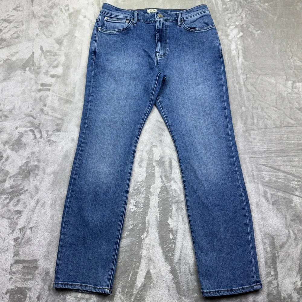 J. Crew Womens 770 Stretch Straight Leg Dark Wash Denim Jeans Sz 32 Grunge Retro
